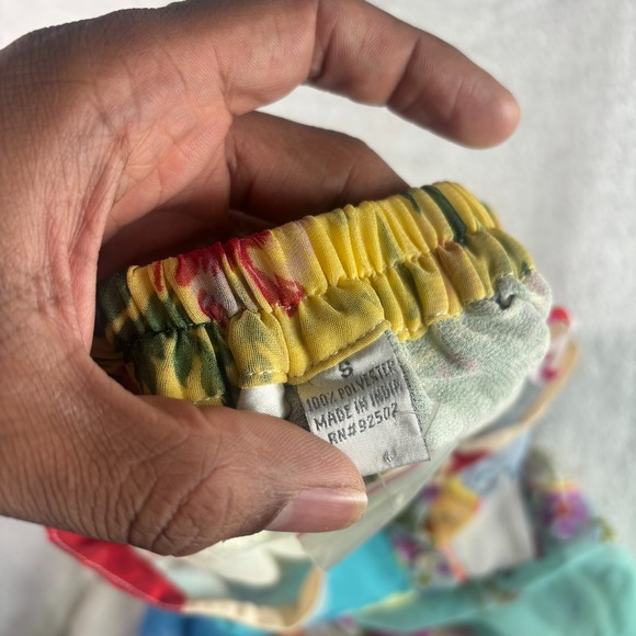 Sacred Threads Chiffon Patchwork‎ Ruffle Hem Beaded Button Front Skirt Womens S - Picture 6 of 12